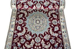 Close-up detail of New Nain rug from Iran / Persia showing Wool weave