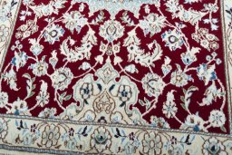 Close-up detail of New Nain rug from Iran / Persia showing Wool weave