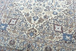 Close-up detail of New Nain rug from Iran / Persia showing Wool weave