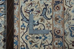 Backside of handmade 2000s Nain rug showing knot structure and weave density