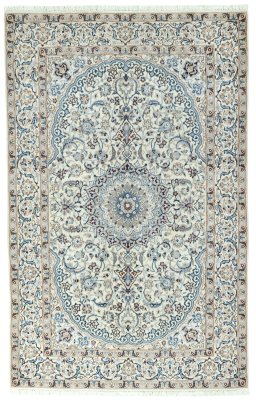 Full view of 2000s Nain rug from Iran / Persia, 261 × 167 cm in Beige tones