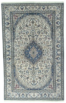 Full view of 2000s Nain rug from Iran / Persia, 311 × 196 cm in Beige tones