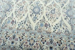 Close-up detail of New Nain rug from Iran / Persia showing Cork weave