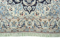 Full view of 2000s Nain rug from Iran / Persia, 220 × 125 cm in Blue tones