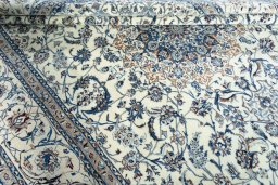 Close-up detail of New Nain rug from Iran / Persia showing Wool weave