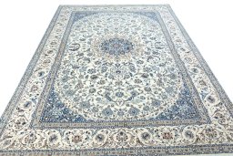 Surface texture of New Nain rug with natural Wool and intricate pattern