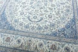 Close-up detail of New Nain rug from Iran / Persia showing Wool weave