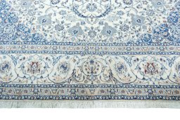 Full view of New Nain rug from Iran / Persia, 365 × 254 cm in Beige tones
