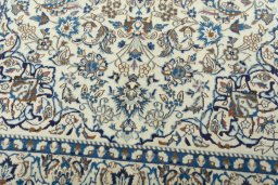 Close-up detail of 2000s Nain rug from Iran / Persia showing Wool weave