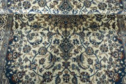 Close-up detail of 2000s Nain rug from Iran / Persia showing Wool weave