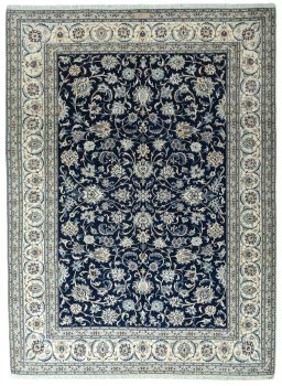 Full view of 2000s Nain rug from Iran / Persia, 347 × 256 cm in Blue tones