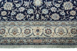 Full view of 2000s Nain rug from Iran / Persia, 347 × 256 cm in Blue tones