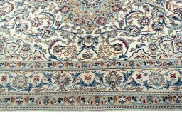Full view of 2000s Nain rug from Iran / Persia, 261 × 164 cm in Beige tones