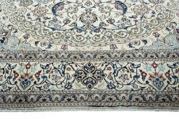 Full view of 2000s Nain rug from Iran / Persia, 378 × 295 cm in Beige tones