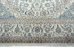 Full view of 2000s Nain rug from Iran / Persia, 328 × 213 cm in Beige tones
