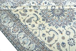 Close-up detail of 2000s Nain rug from Iran / Persia showing Wool weave