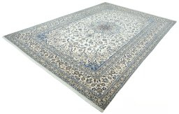 Corner detail of 2000s Nain rug showing border pattern and Wool pile