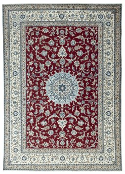 Full view of 2000s Nain rug from Iran / Persia, 397 × 280 cm in Red tones