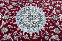 Central medallion detail of 2000s Nain rug from Iran / Persia