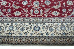 Full view of 2000s Nain rug from Iran / Persia, 397 × 280 cm in Red tones