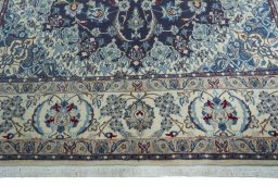 Full view of 2000s Nain rug from Iran / Persia, 353 × 210 cm in Blue tones