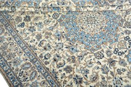 Close-up detail of 2000s Nain rug from Iran / Persia showing Wool weave