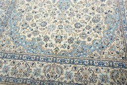 Close-up detail of 2000s Nain rug from Iran / Persia showing Wool weave