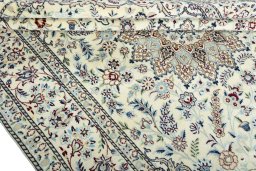 Close-up detail of 2000s Nain rug from Iran / Persia showing Wool weave