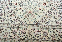 Close-up detail of 2000s Nain rug from Iran / Persia showing Wool weave