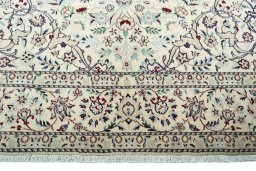 Full view of 2000s Nain rug from Iran / Persia, 300 × 197 cm in Beige tones