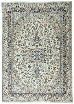 Full view of 2000s Nain rug from Iran / Persia, 305 × 207 cm in Beige tones