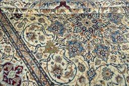 Close-up detail of 2000s Nain rug from Iran / Persia showing Wool weave
