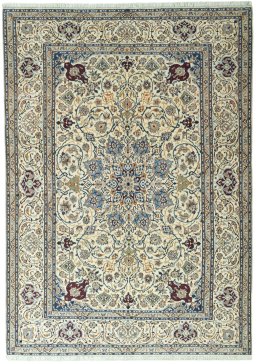 Full view of 2000s Nain rug from Iran / Persia, 300 × 210 cm in Beige tones
