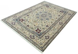 Corner detail of 2000s Nain rug showing border pattern and Wool pile