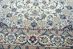 Close-up detail of 2000s Nain rug from Iran / Persia showing Wool weave