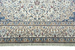 Full view of 2000s Nain rug from Iran / Persia, 353 × 220 cm in Beige tones
