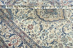 Close-up detail of 2000s Nain rug from Iran / Persia showing Wool weave