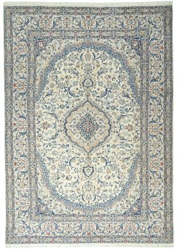 Full view of 2000s Nain rug from Iran / Persia, 342 × 247 cm in Beige tones