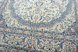 Close-up detail of 2000s Nain rug from Iran / Persia showing Wool weave