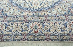 Full view of 2000s Nain rug from Iran / Persia, 342 × 247 cm in Beige tones