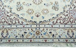 Full view of 2000s Nain rug from Iran / Persia, 146 × 96 cm in Beige tones