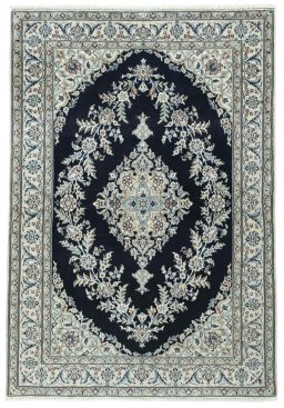 Full view of New Nain rug from Iran / Persia, 155 × 106 cm in Blue tones