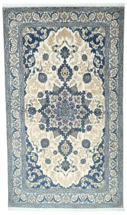 Full view of 2000s Nain rug from Iran / Persia, 292 × 170 cm in Beige tones