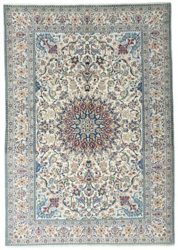 Full view of 2000s Nain rug from Iran / Persia, 295 × 207 cm in Beige tones