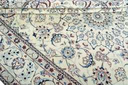 Close-up detail of 2000s Nain rug from Iran / Persia showing Wool weave