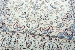Close-up detail of 2000s Nain rug from Iran / Persia showing Wool weave