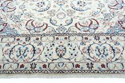 Full view of 2000s Nain rug from Iran / Persia, 355 × 250 cm in Beige tones