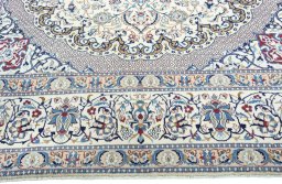 Full view of 2000s Nain rug from Iran / Persia, 388 × 290 cm in Beige tones