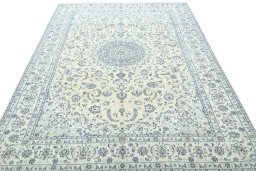 Surface texture of New Nain rug with natural Wool and intricate pattern