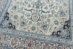 Close-up detail of 2000s Nain rug from Iran / Persia showing Cork weave